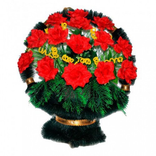 Корзина Ладья розы красные
